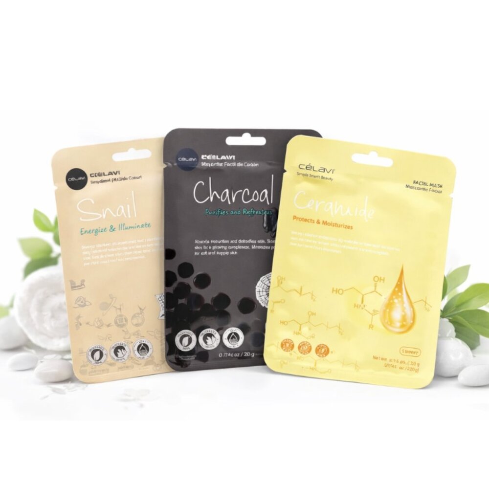 Mini Spa Sheet Mask Variety Trio – Snail, Charcoal & Ceramide